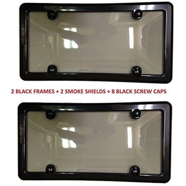 UNBREAKABLE Tinted Smoke License Plate Shield Cover GOLD Frame for KIA